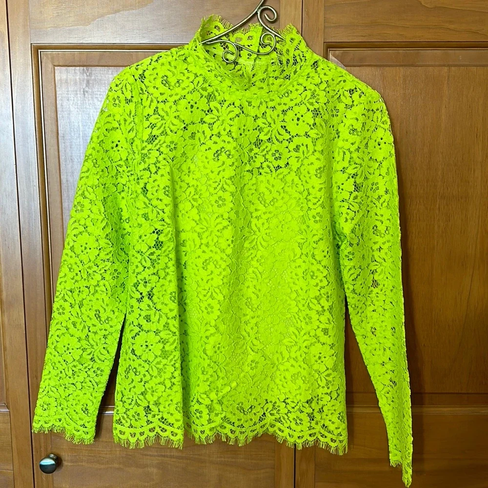 J Crew Mock Neck Lace Top in Citrine NWT Size 6